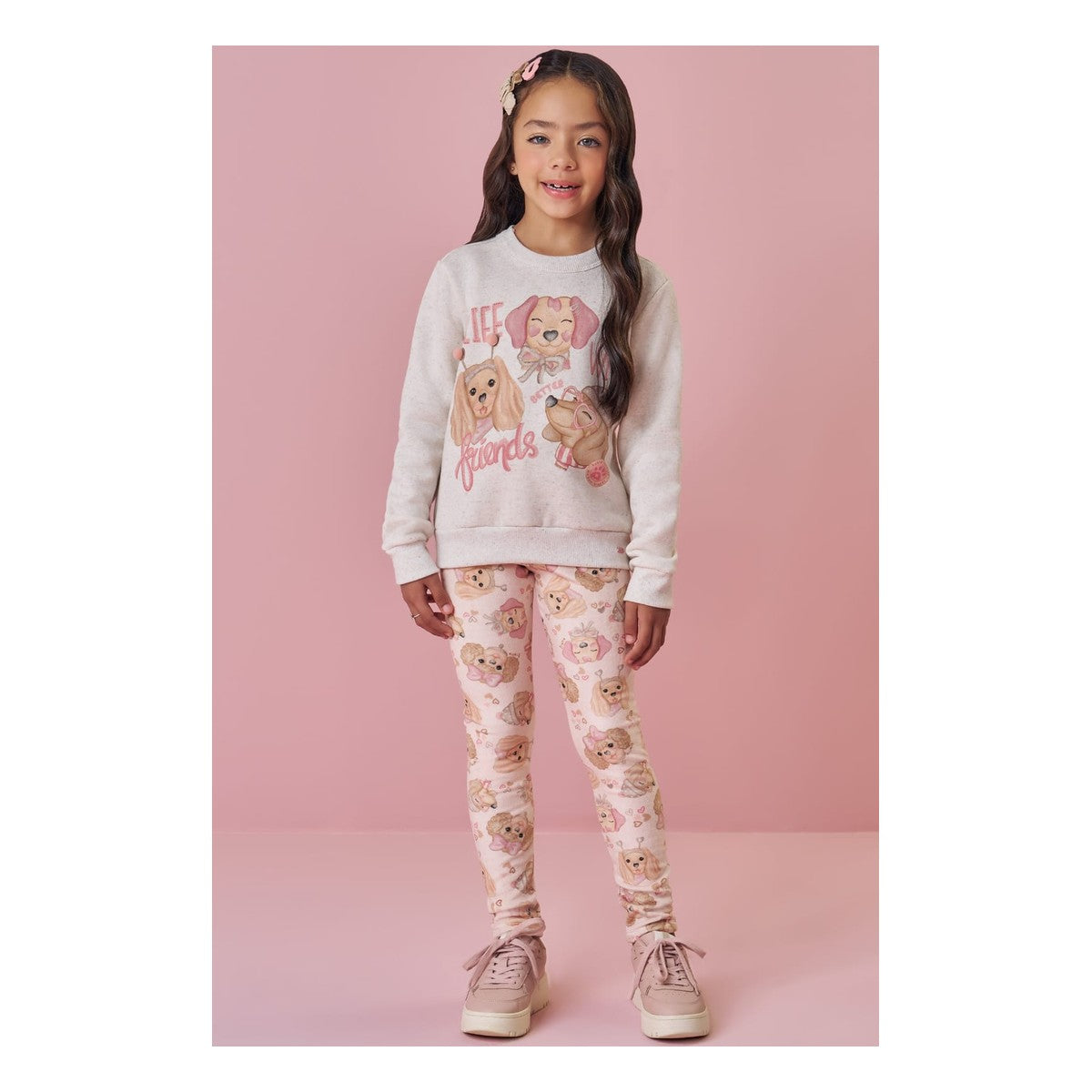 Calca Legging Em Fleece Luxo Bege Claro