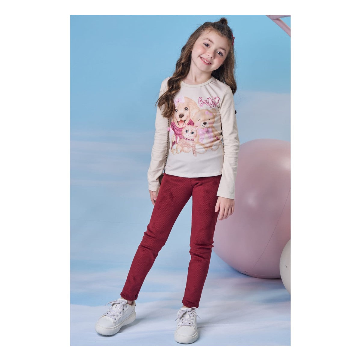 Calca Legging Em Fleece Cotele Com Elastano Nude