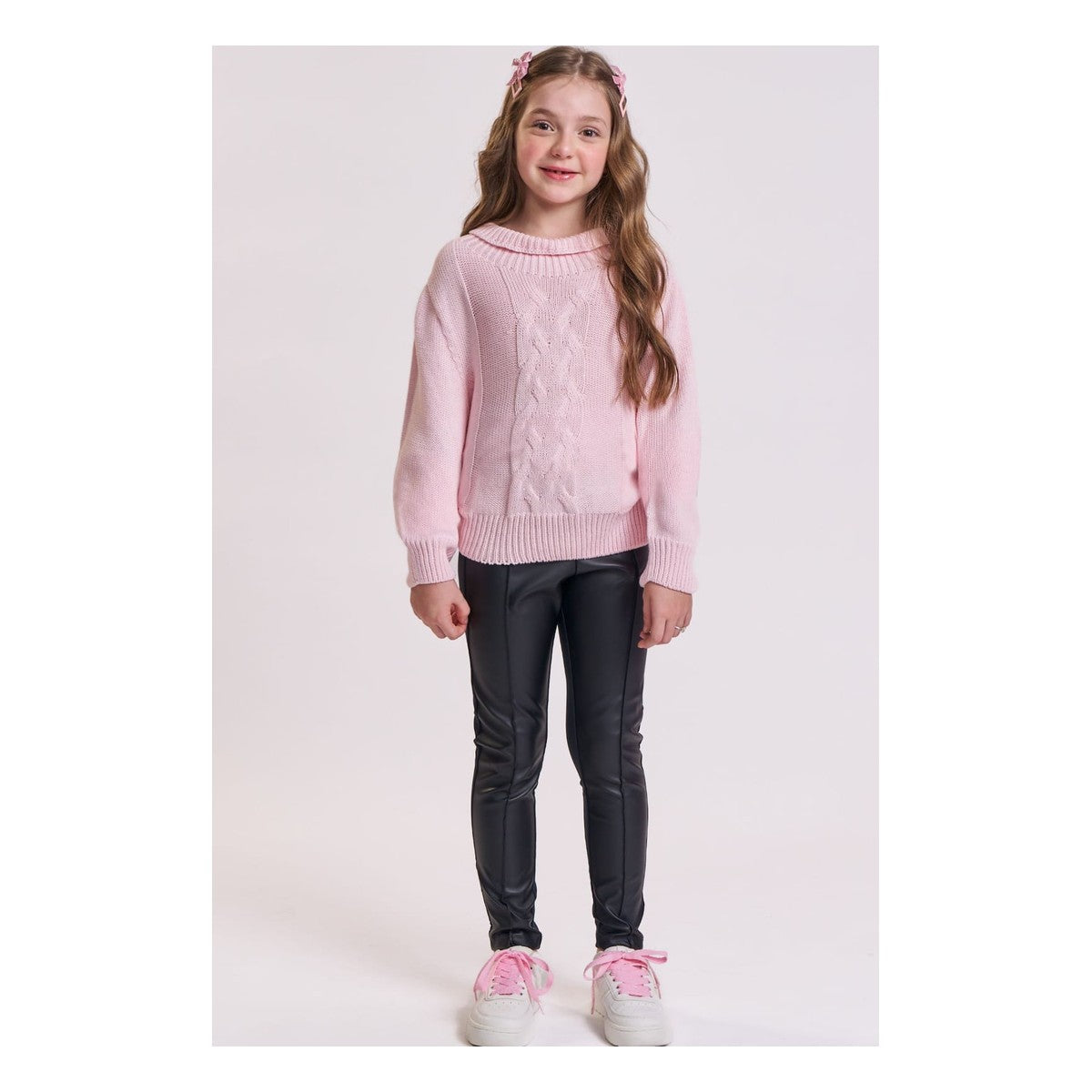 Calca Legging Em Couro Eco E Termoskin Peluciado Bege