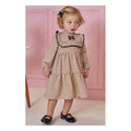 Vestido Em Crepe Textura Poa Bege