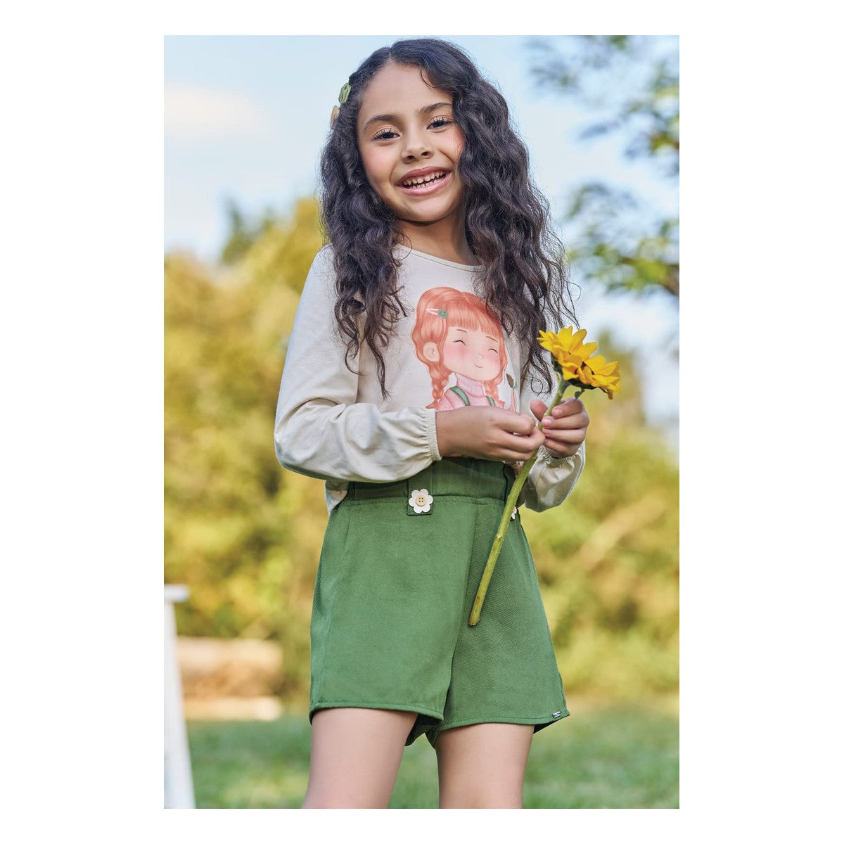 Blusa Boxy ML E Short Bege Claro