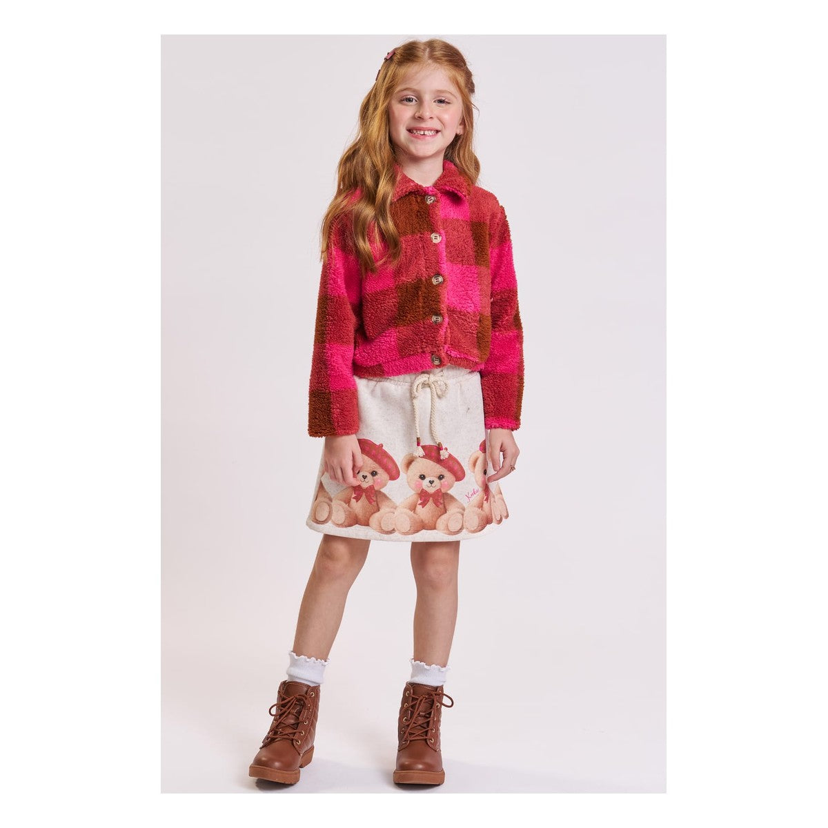 Jaqueta Boxy ML E Saia Pink Medio