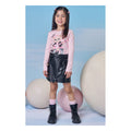 Short Saia Em Couro Eco Rosa Aloha